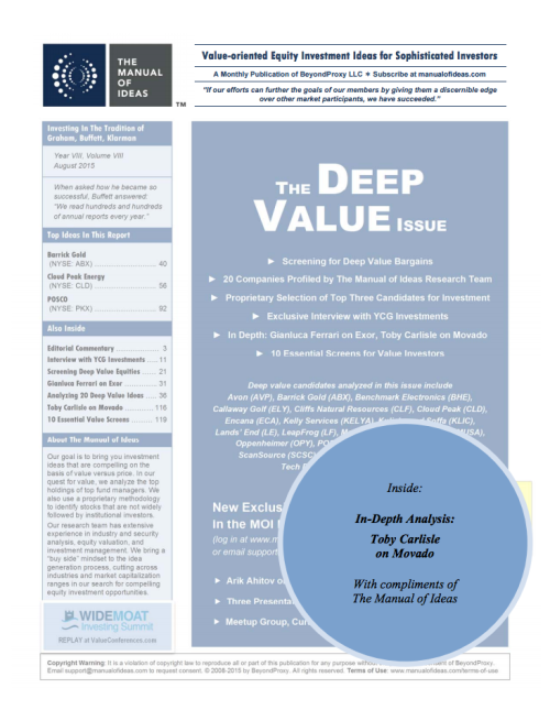 Manual of Ideas Deep Value